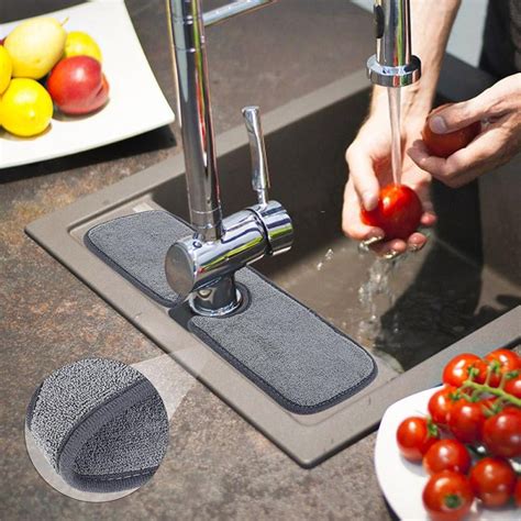 Kitchen <strong>Faucet Absorbent Mat Sink</strong> Splash Guard / Countertop Drainage Quick Dry Pad / Anti-mold Anti-smell Bathroom Kitchen Protect Tool ₱ 120 - ₱ 135 86 sold. . Sink faucet absorbent mat